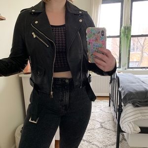 NWT Faux Leather Cropped Moto Jacket